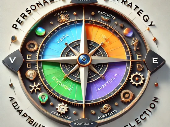 DALL·E 2024-12-08 16.40.17 - A square image of a 'Personal Strategy Compass' designed as an elegant visual tool. The compass has four quadrants labeled 'Vision,' 'Execution,' 'Ada